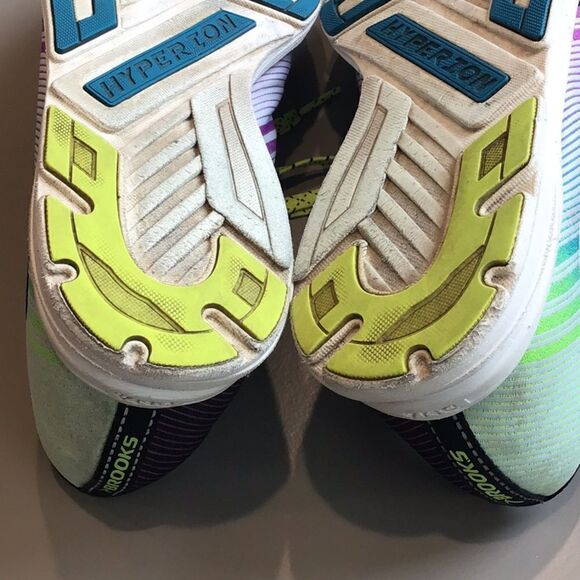 Brooks Hyperion Purple Teal Neon Stripe Lace Up Lightweight Running Shoes - Picture 11 of 16